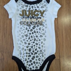 Juicy Couture White and Black Leopard Print Baby One piece bodysuit
